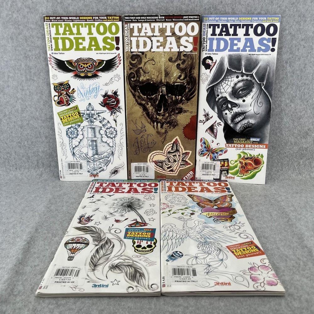 Tattoo Ideas Magazine 2013 Lot of 5 Designs Flash Art Softcover Printed in Italy